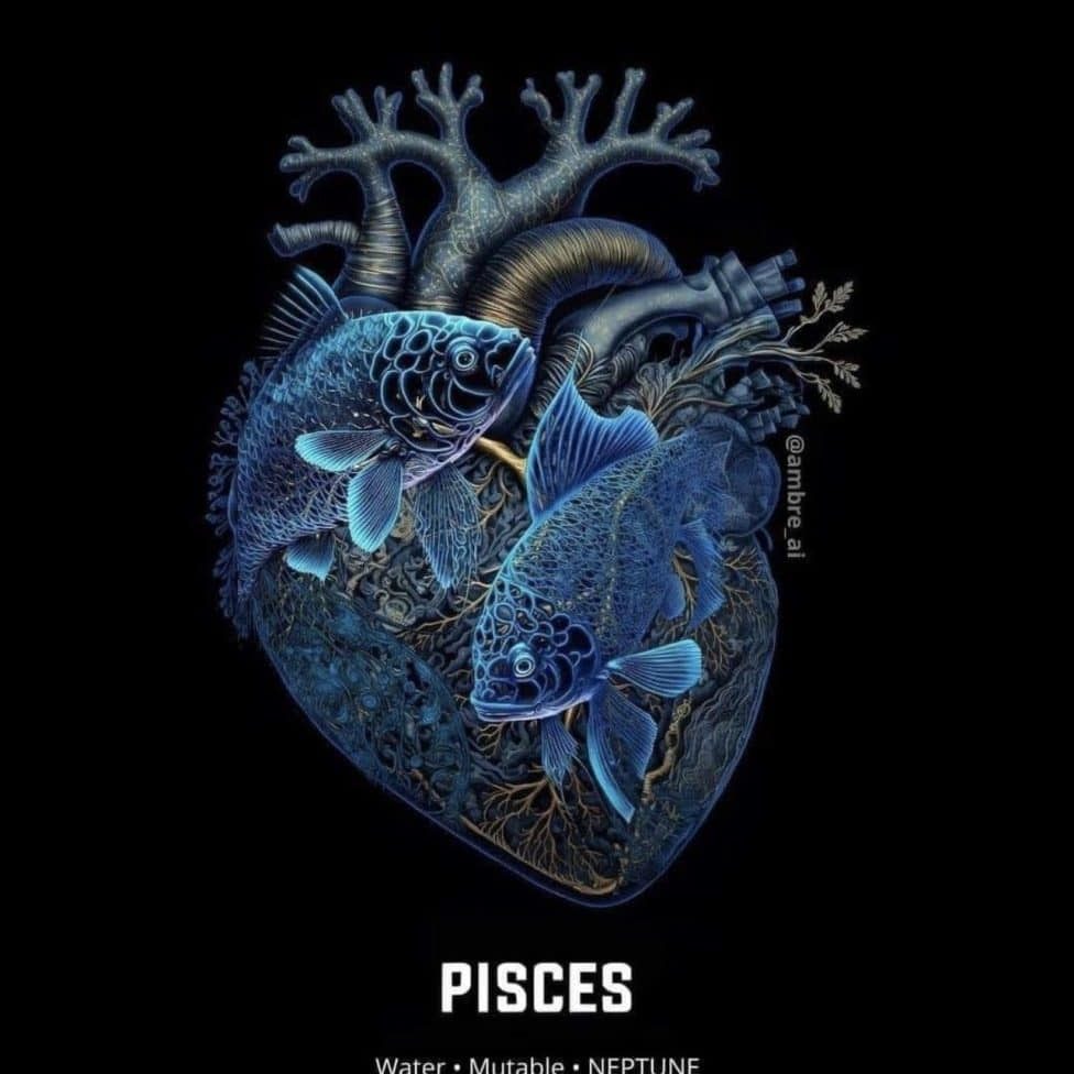 art of pisces in a heart